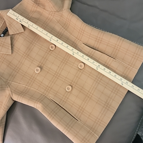 Carol Little szXS Double Breasted Wool Camel Plaid Jacket. BinG - Picture 9 of 9